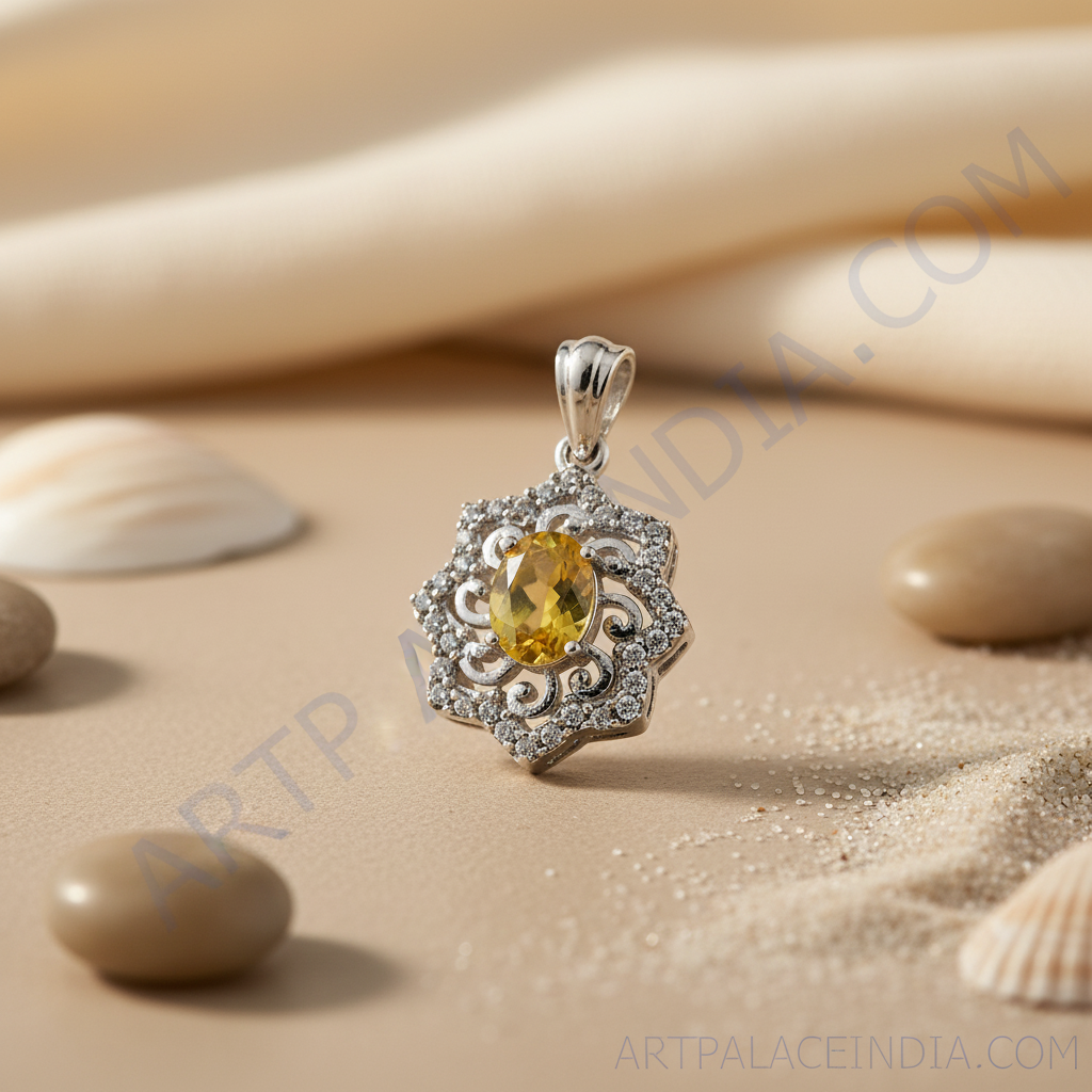 925 Silver Yellow Gemstone Pendant for Women | Fine Jewelry Gift