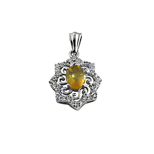 925 silver yellow gemstone pendant for women | fine jewelry gift