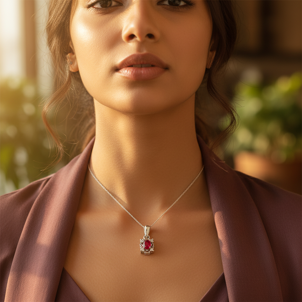 925 Silver Ruby Pendant for Women | Gemstone Jewelry Gift