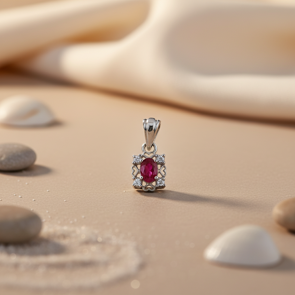 925 Silver Ruby Pendant for Women | Gemstone Jewelry Gift