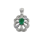 将图像加载到图库查看器中， 925 Silver Emerald &amp; Diamond Flower Pendant | Women's Jewelry

