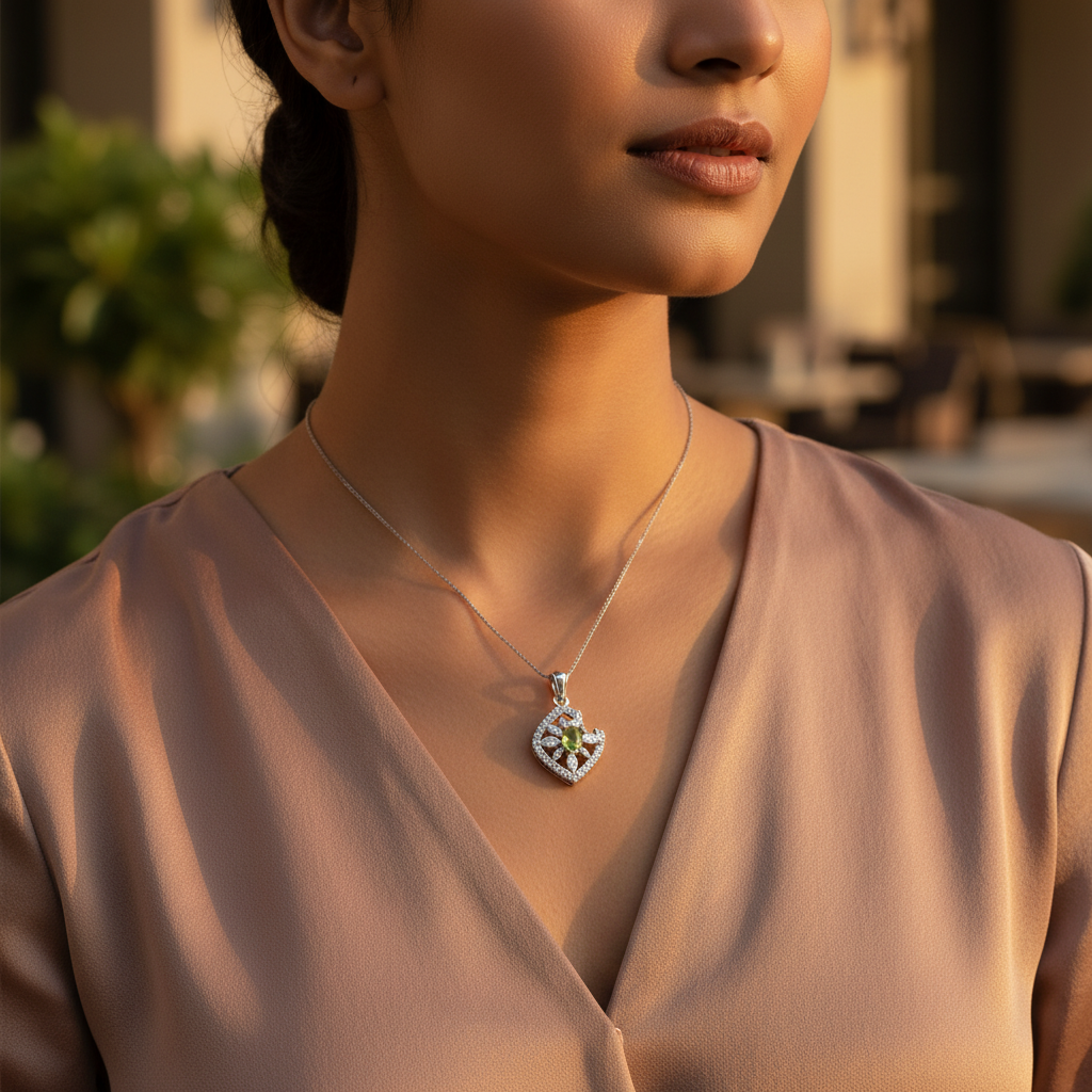925 Silver Peridot Pendant for Women | Gemstone Jewelry