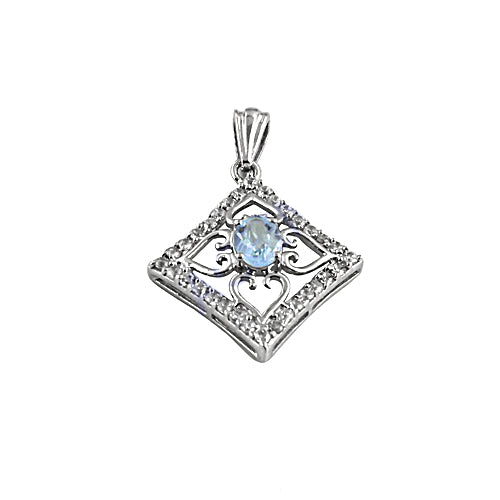 925 Silver Blue Topaz Diamond Pendant for Women | Gift Jewelry