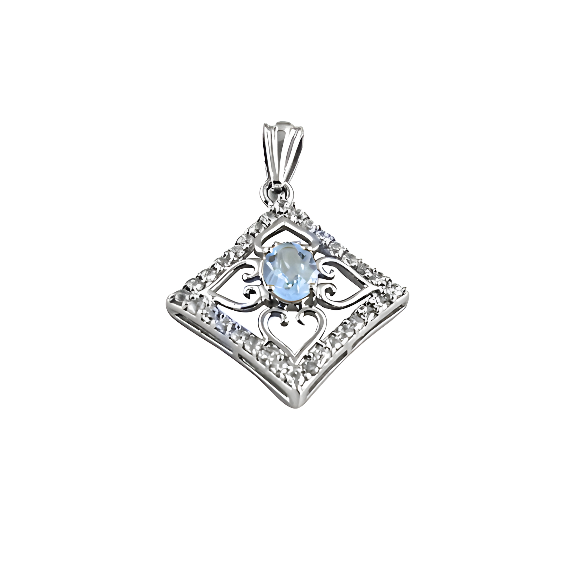 Lastest Luxury Blue Topaz & CZ Silver Pendant,