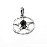 Load image into Gallery viewer, 925 Silver Pentagram Pendant with Black Stone | Witchcraft Jewelry
