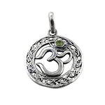将图像加载到图库查看器中， 925 Silver Om Pendant with Green Stone | Spiritual Jewelry
