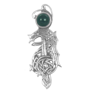 925 Silver Dragon Pendant with Green Gem | Unique Jewelry for Men