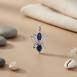 将图像加载到图库查看器中， 925 Silver Iolite Lotus Pendant Necklace | Women's Jewelry Gift
