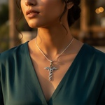 将图像加载到图库查看器中， 925 Silver Caduceus Pendant for Women | Medical Jewelry Gift
