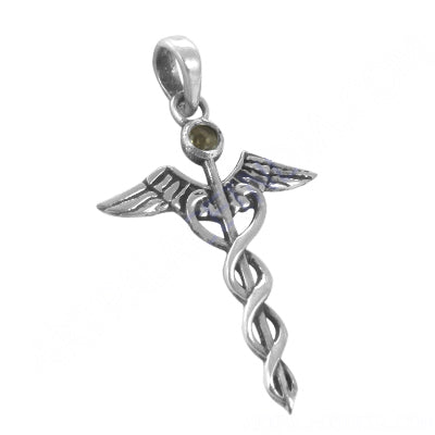 925 silver caduceus pendant for women | medical jewelry gift