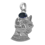 将图像加载到图库查看器中， 925 Silver Egyptian Cat Pendant with Blue Gemstone | Women's Gift
