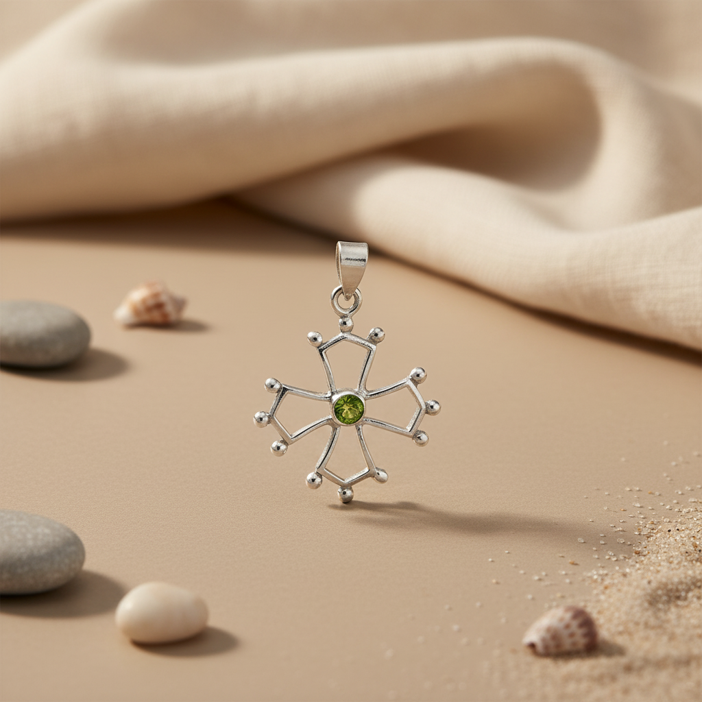 925 Silver Peridot Cross Pendant for Women | Gemstone Jewelry