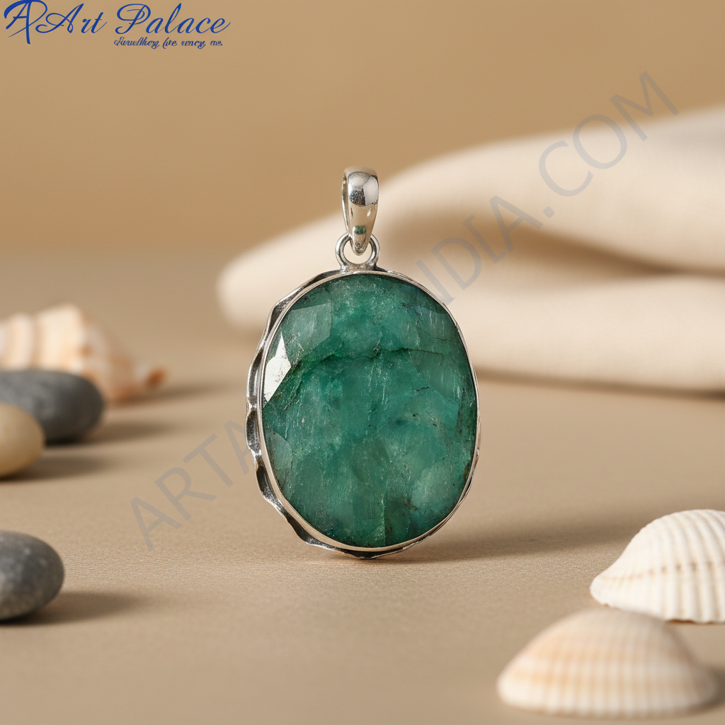 Emerald pendant necklace in sterling silver | women's jewelry gift