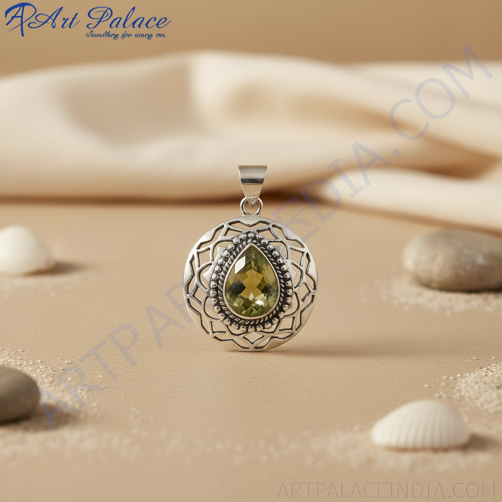 925 silver peridot teardrop pendant | women's gift