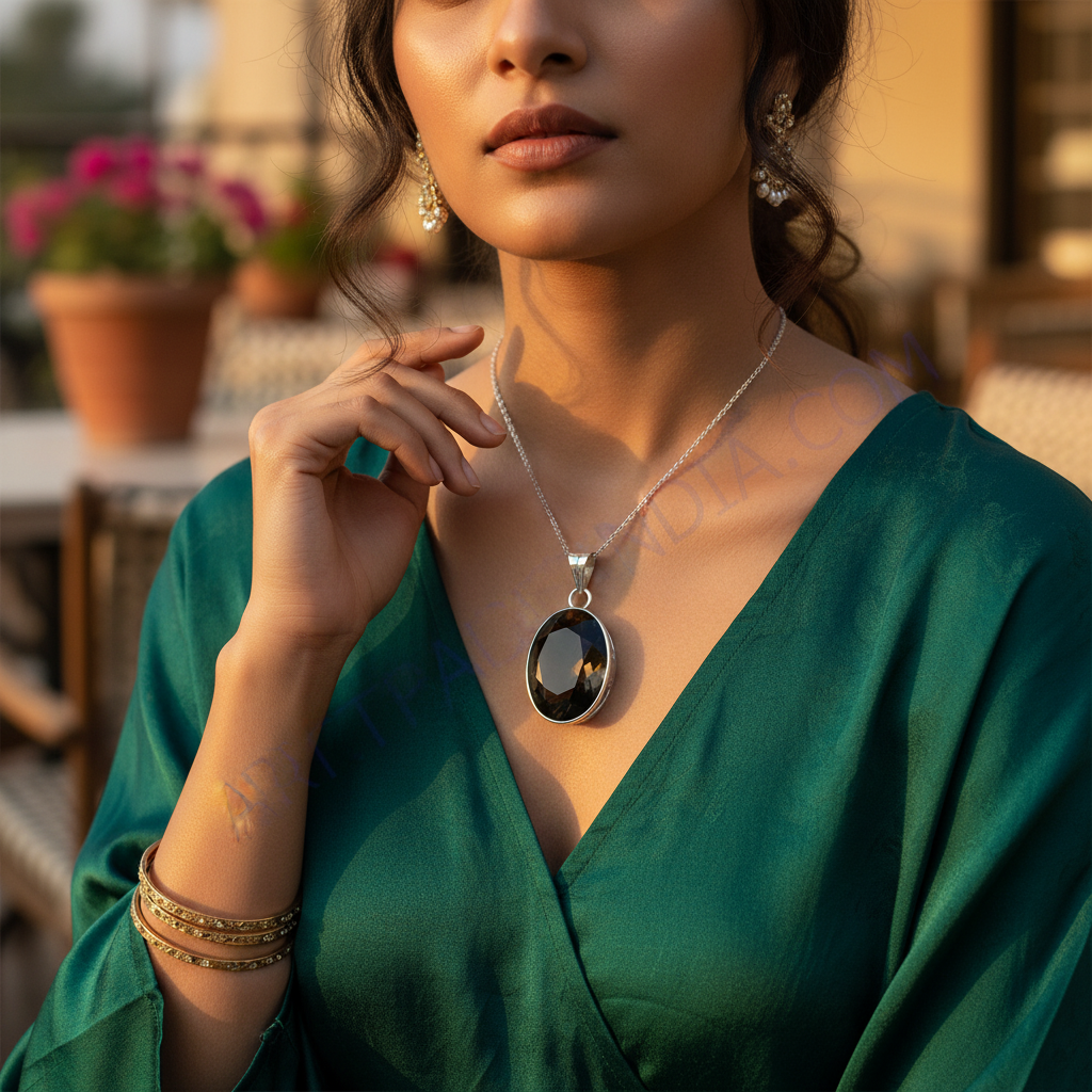 925 Silver Smoky Quartz Pendant for Women | Gemstone Jewelry