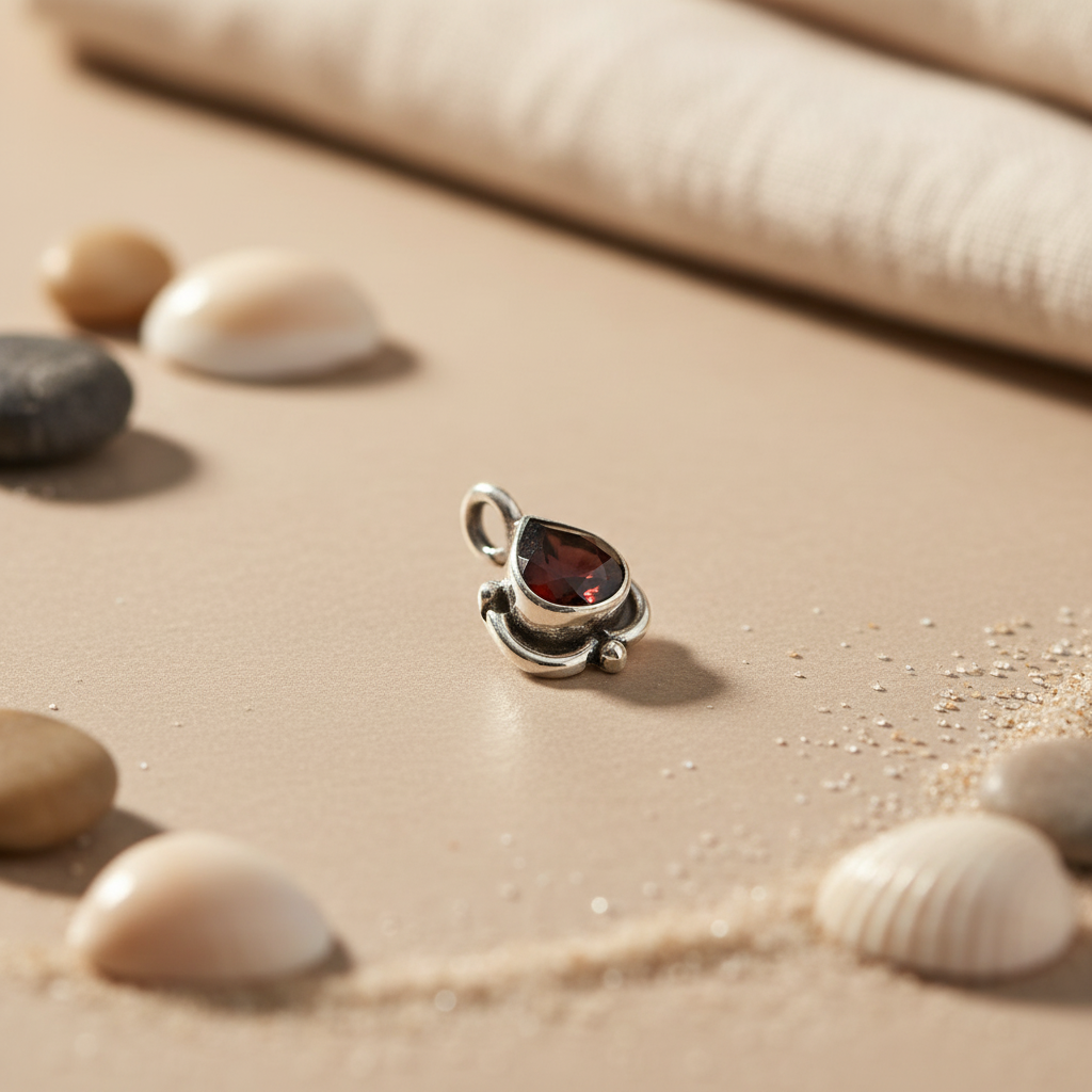 925 Silver Garnet Teardrop Pendant | Women's Gemstone Jewelry