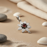 将图像加载到图库查看器中， 925 Silver Flower Pendant with Garnet Stone | Women's Jewelry
