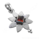 将图像加载到图库查看器中， 925 Silver Flower Pendant with Garnet Stone | Women's Jewelry
