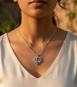 将图像加载到图库查看器中， 925 Silver Chakra Lotus Pendant Necklace for Women | Yoga Gift
