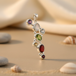 Load image into Gallery viewer, 925 Silver Multi-Gemstone Pendant for Women | Colorful Gemstone Jewelry
