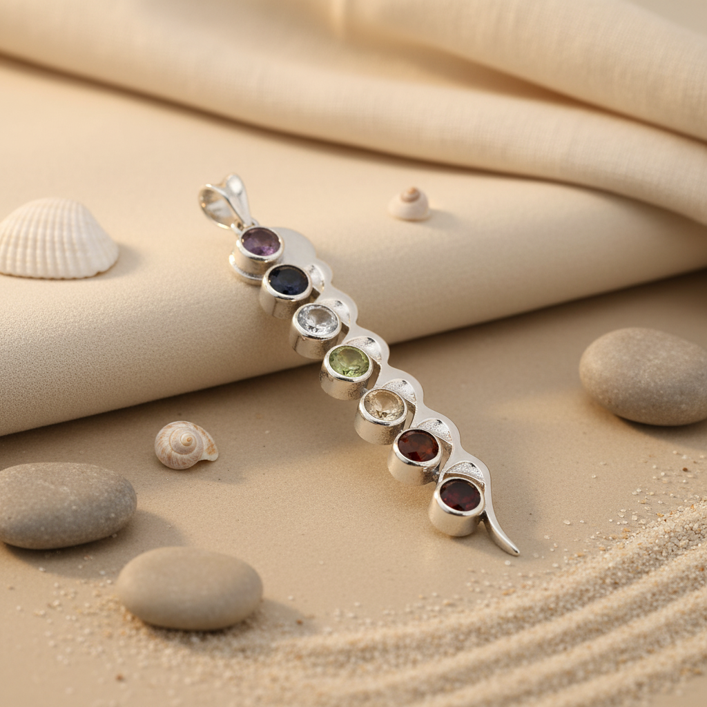 925 Silver Chakra Pendant Necklace | Gemstone Jewelry for Women