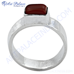 Load image into Gallery viewer, Sterling silver men&#39;s ring featuring a rectangular red gemstone, perfect for daily wear.

