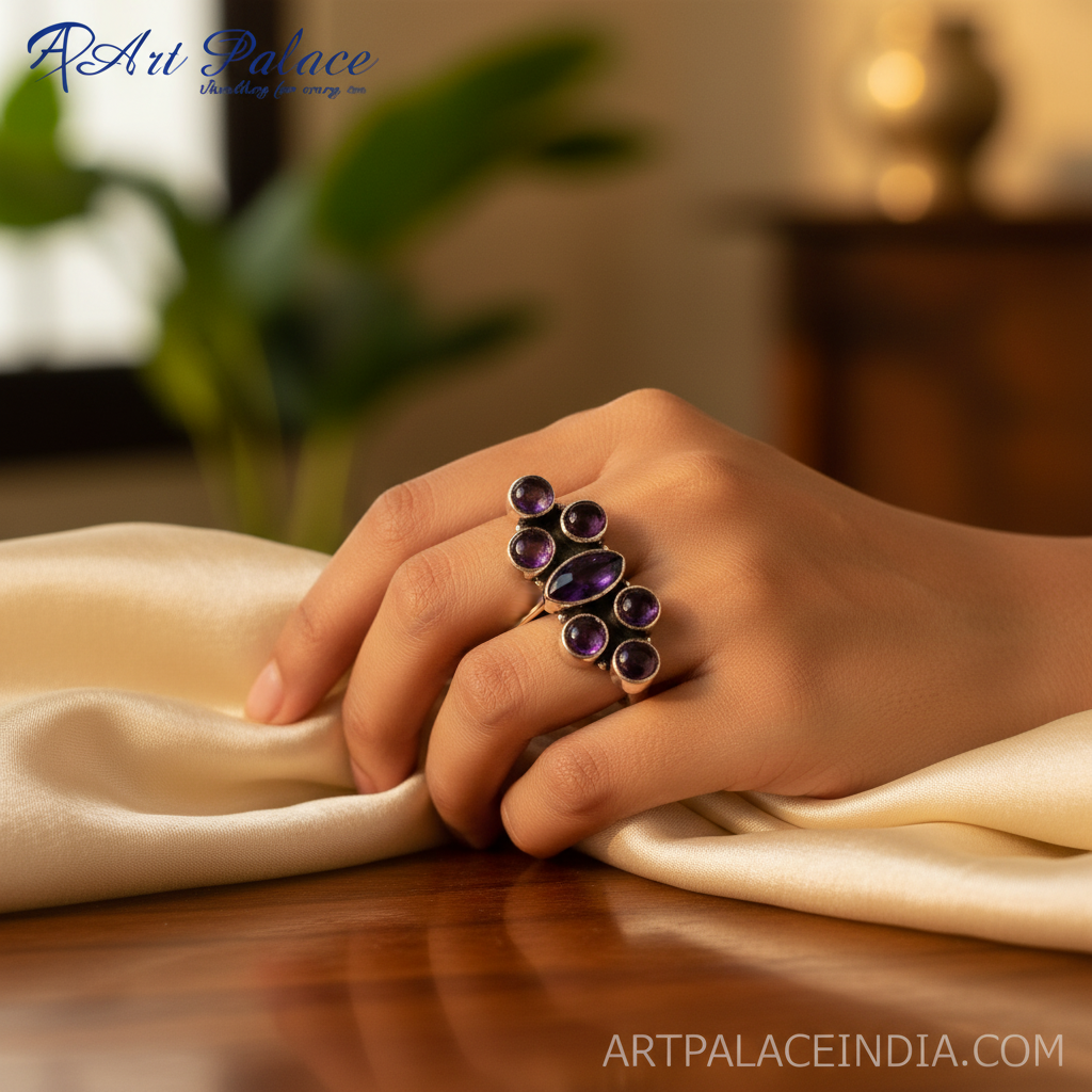 925 silver amethyst ring for women | gemstone jewelry