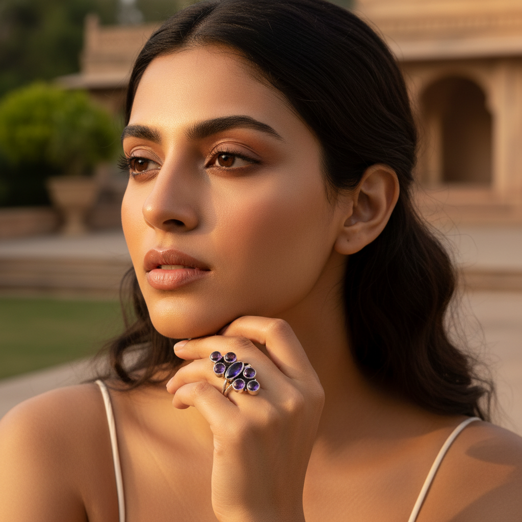 925 Silver Amethyst Ring for Women | Gemstone Jewelry