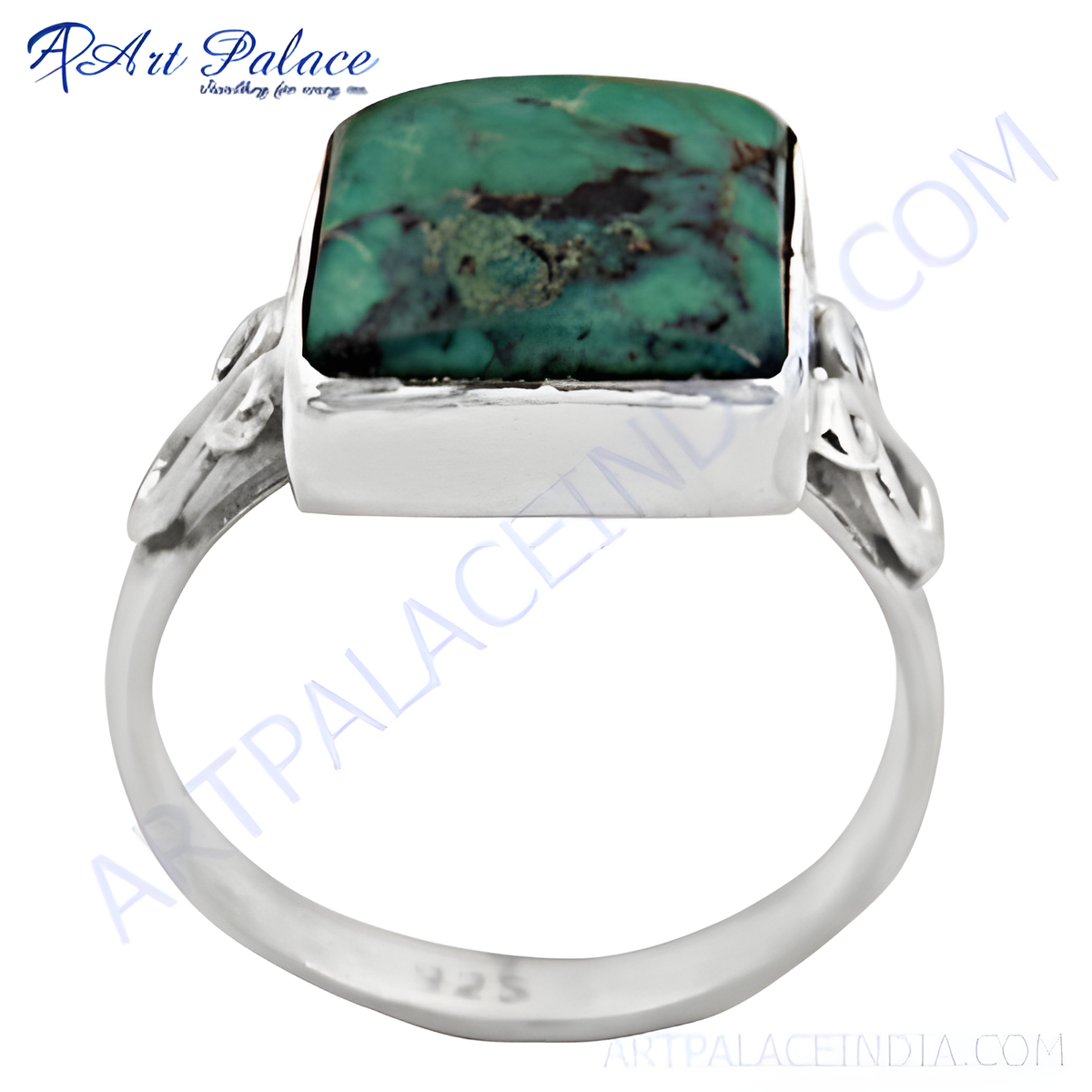 925 sterling silver ring with a square cut turquoise gemstone