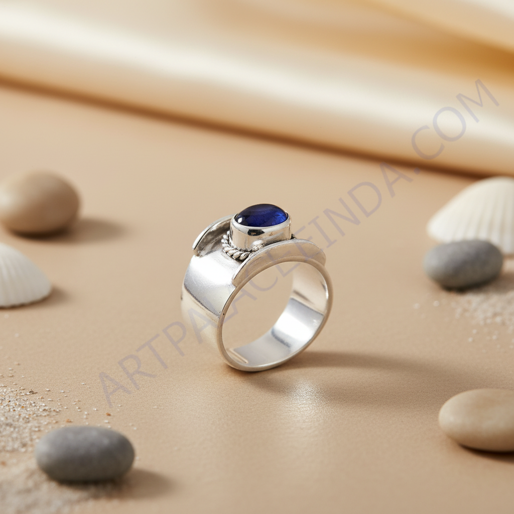 925 silver blue gemstone ring | statement ring for women