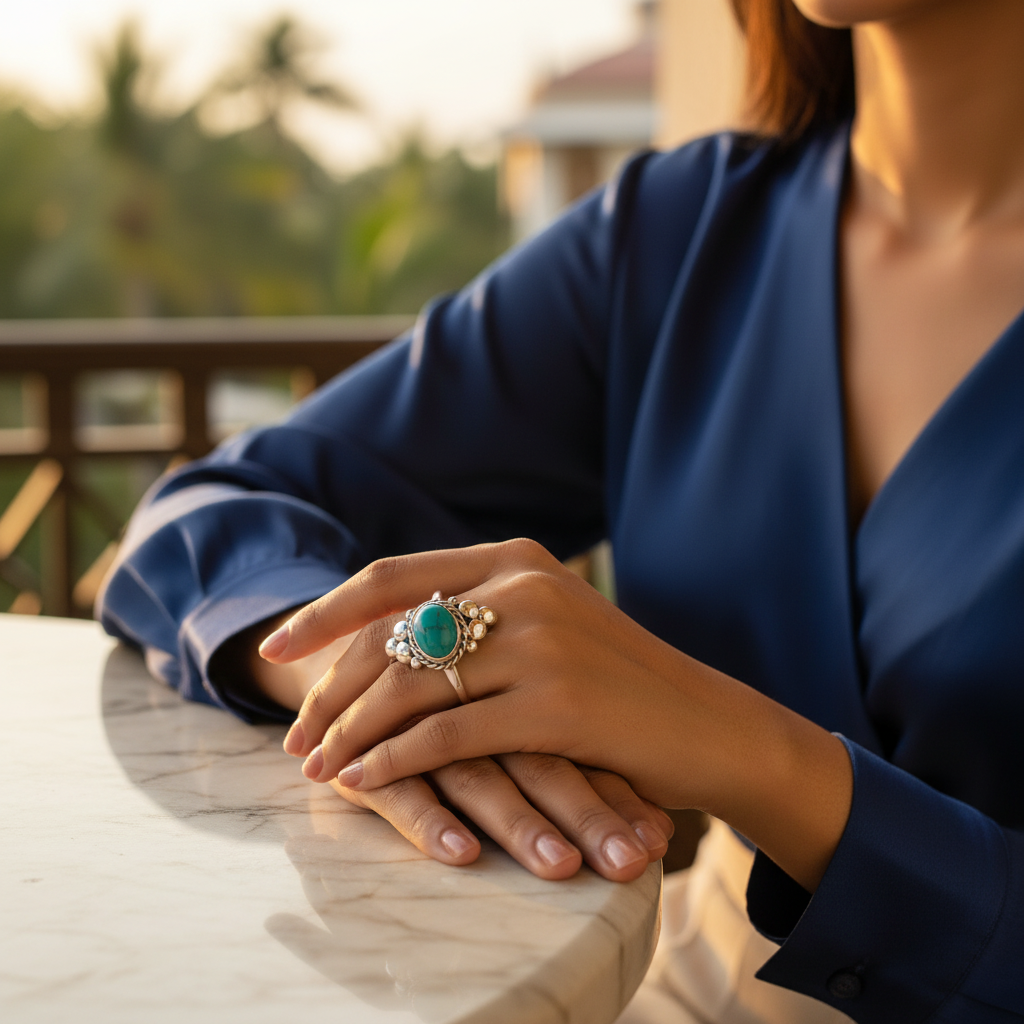 925 silver turquoise ring for women | gemstone jewelry