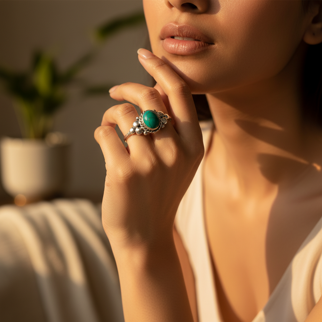 925 Silver Turquoise Ring for Women | Gemstone Jewelry