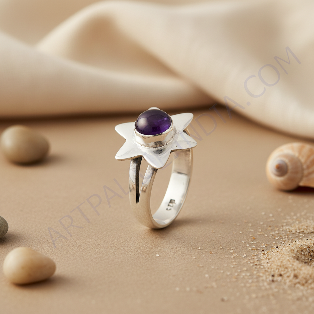 925 silver amethyst flower ring for women | gemstone jewelry