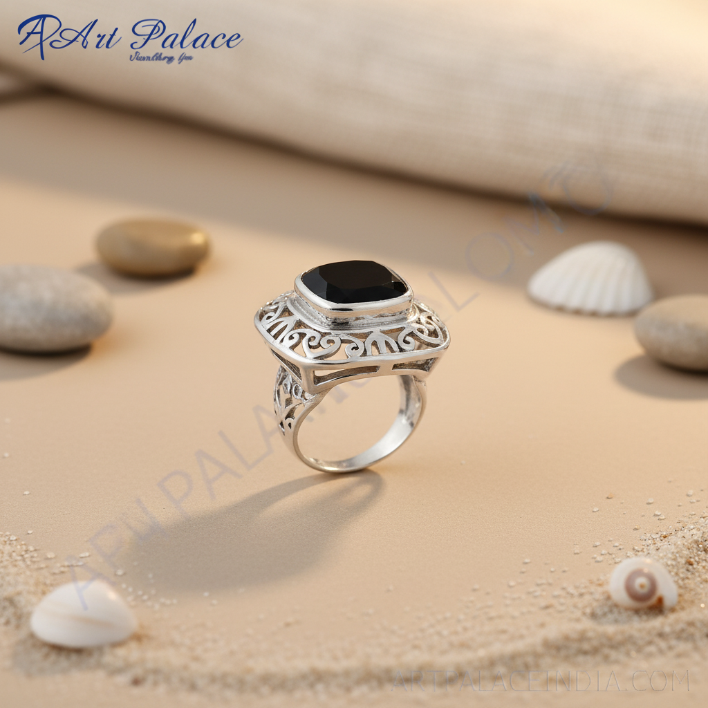 925 Sterling Silver Black Onyx Ring for Women | Statement Jewelry