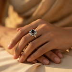 将图像加载到图库查看器中， 925 Silver Black Onyx Flower Ring for Women | Daily Wear Gift
