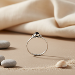将图像加载到图库查看器中， 925 Silver Black Onyx Flower Ring for Women | Daily Wear Gift
