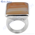 Load image into Gallery viewer, Silver ring with a large square agate stone. Features a polished silver band and a unique gemstone.
