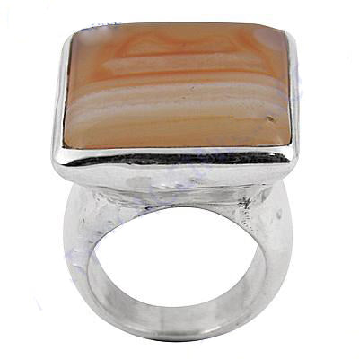 Silver Agate Stone Ring for Women | Statement Jewelry Gift