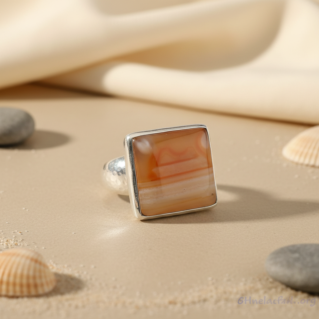 Silver Agate Stone Ring for Women | Statement Jewelry Gift