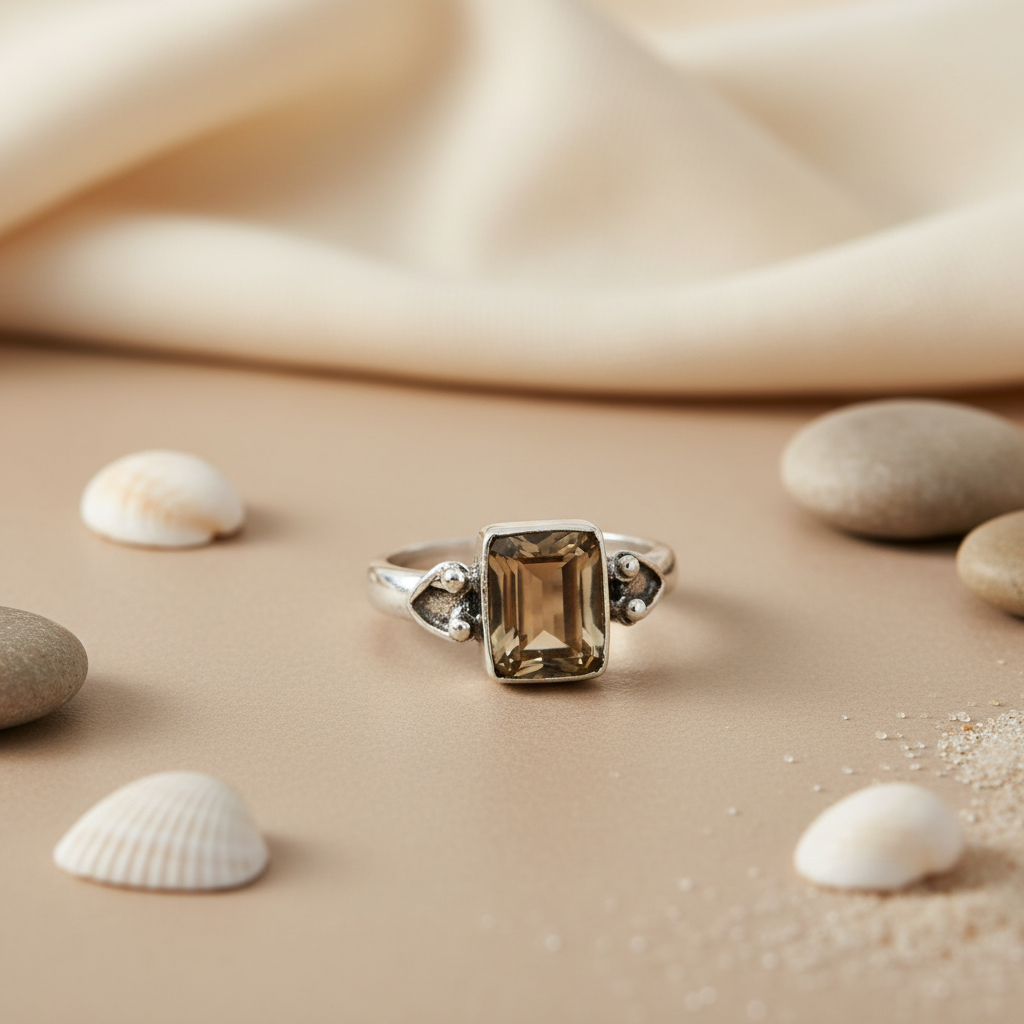 925 Silver Smoky Quartz Ring for Women | Gemstone Jewelry Gift