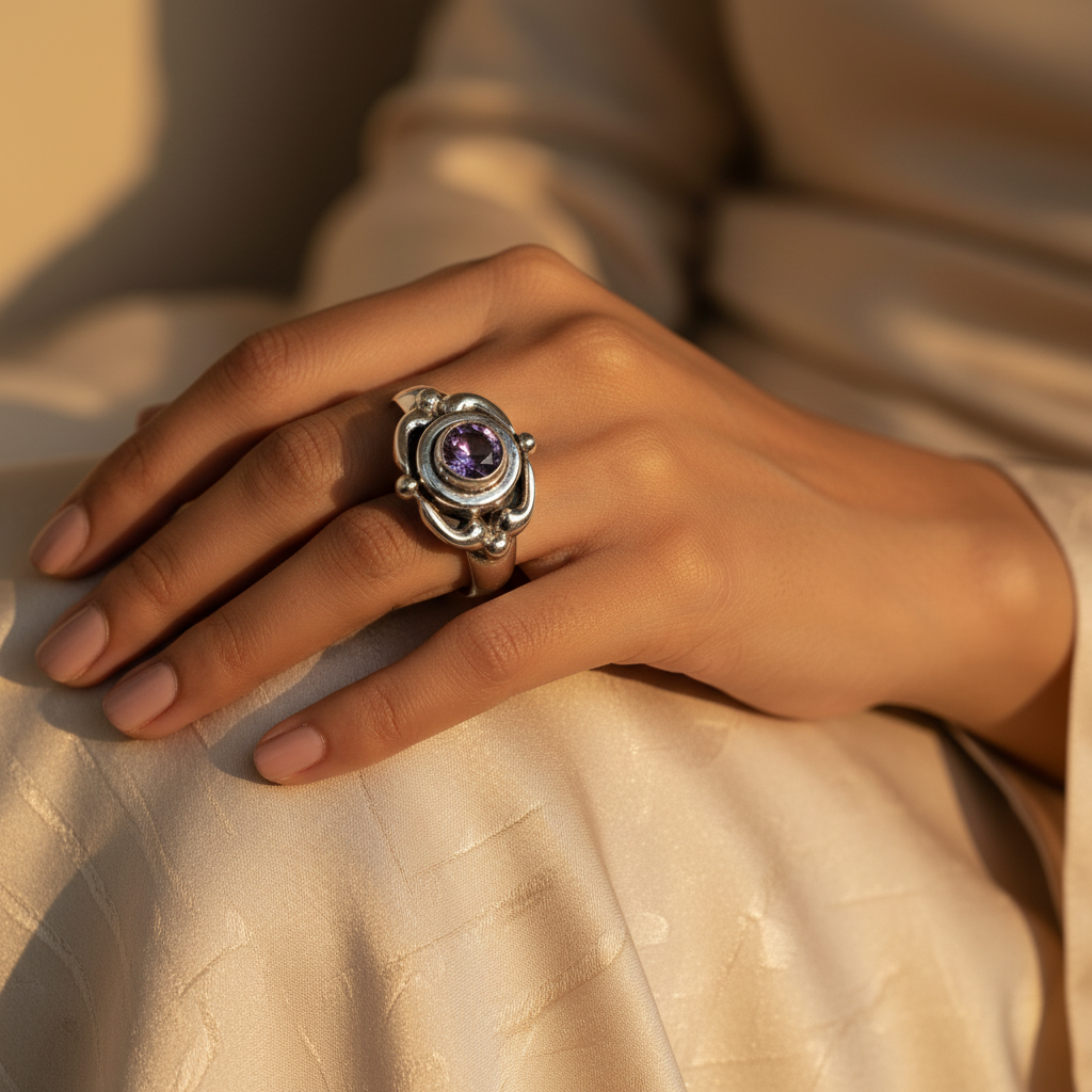 925 Silver Amethyst Ring for Women | Gemstone Jewelry