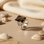 Load image into Gallery viewer, 925 Silver Smoky Quartz Ring | Square Stone | Women&#39;s Jewelry

