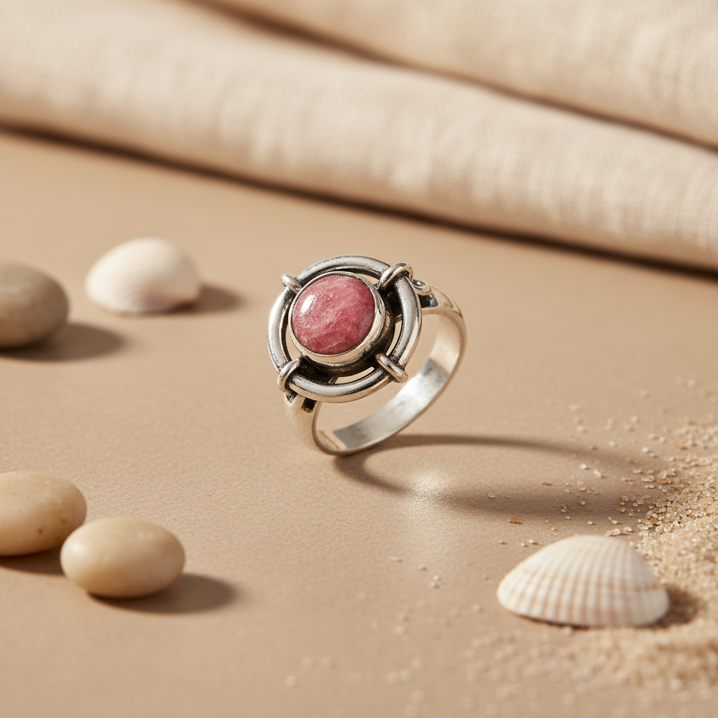 925 Silver Rhodochrosite Ring for Women | Gemstone Jewelry