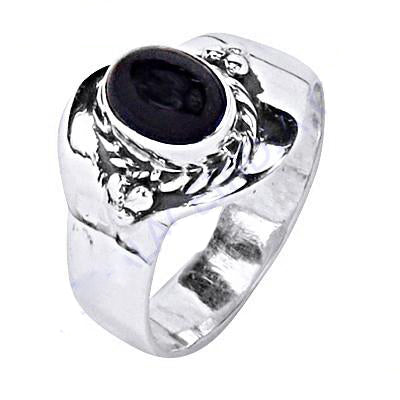 925 Silver Onyx Ring for Men | Black Stone Ring | Gift