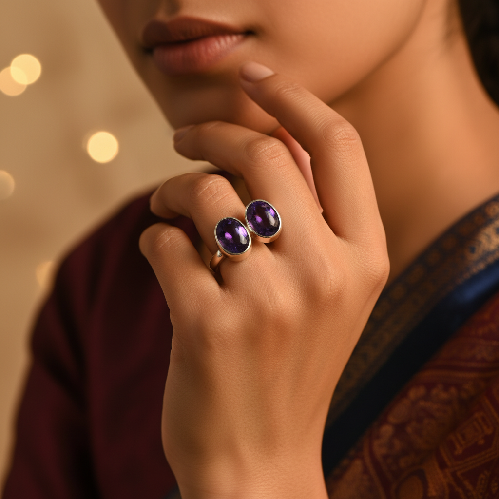 925 Silver Amethyst Gemstone Ring for Women | Gift Jewelry
