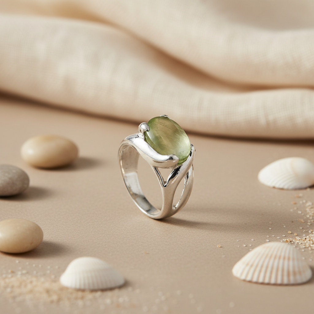 925 Silver Green Gemstone Ring for Women | Daily Wear