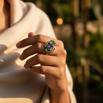 Load image into Gallery viewer, 925 Silver Emerald &amp; Sapphire Ring for Women | Gemstone Jewelry

