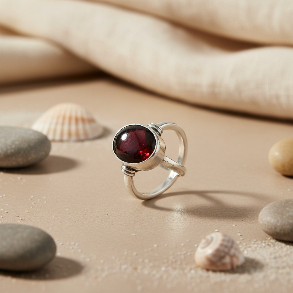 925 Sterling Silver Garnet Ring for Women | Gemstone Jewelry