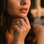Load image into Gallery viewer, 925 Silver Ring with Red &amp; Blue Gemstones | Women's Ring
