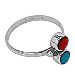 Load image into Gallery viewer, 925 Silver Ring with Red &amp; Blue Gemstones | Women's Ring
